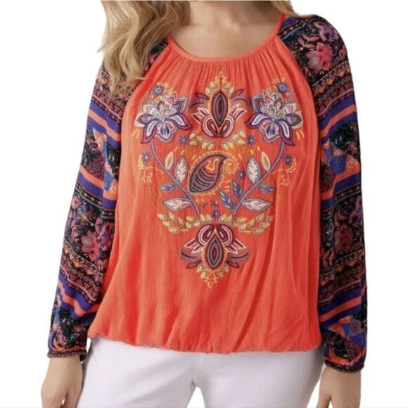 Soft Surroundings Rio Boho Embroidered Blouse - Picture 1 of 10